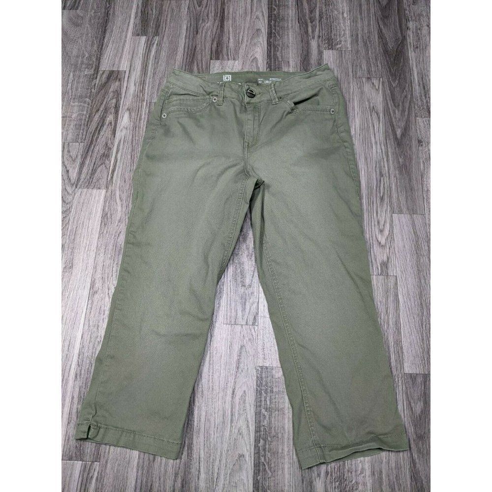 Liz Claiborne Womens Green Straight Leg Stretch Medium Wash Cropped Jeans Size 6